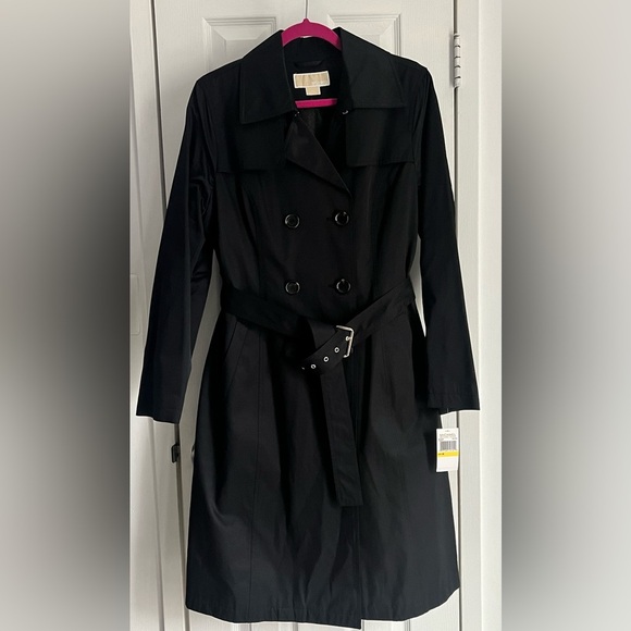 🆕Michael Kors Womens Rain Trench Coat Black, Removable Liner Belted Size M - Picture 1 of 9